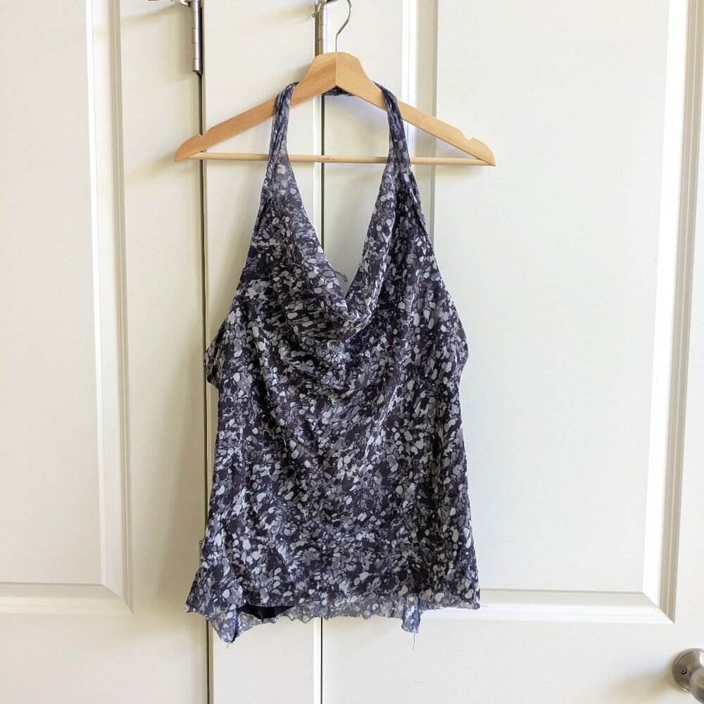 Vtg Weston Wear Y2K Halter Top Blue Mesh Cowl Neck Babydoll Cami Whimsical Fairy